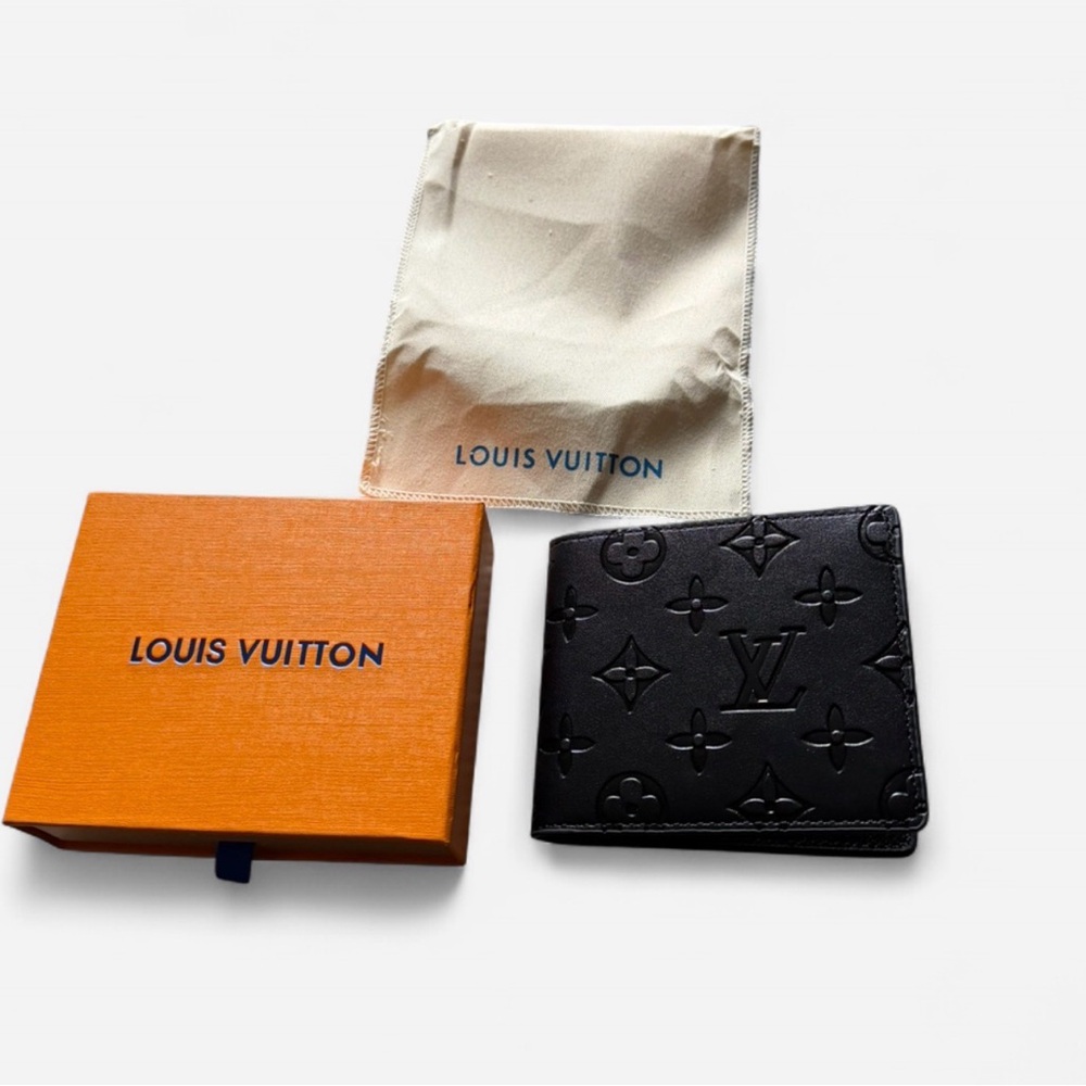 Louis Vuitton Black Monogram Embossed Leather Money Clip Wallet